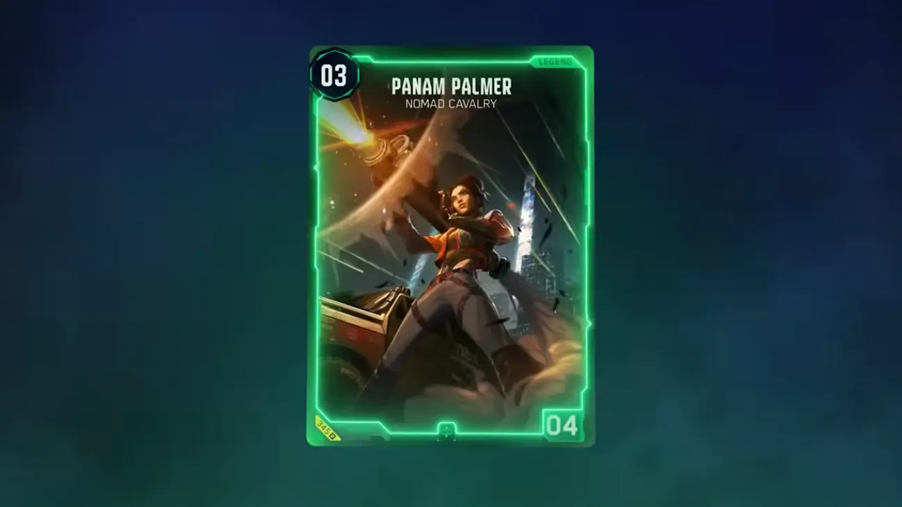 Panam Palmer: Monad Cavalry — Legend-Karte aus dem Cyberpunk Trading Card Game von WeirdCo und CD Projekt Red