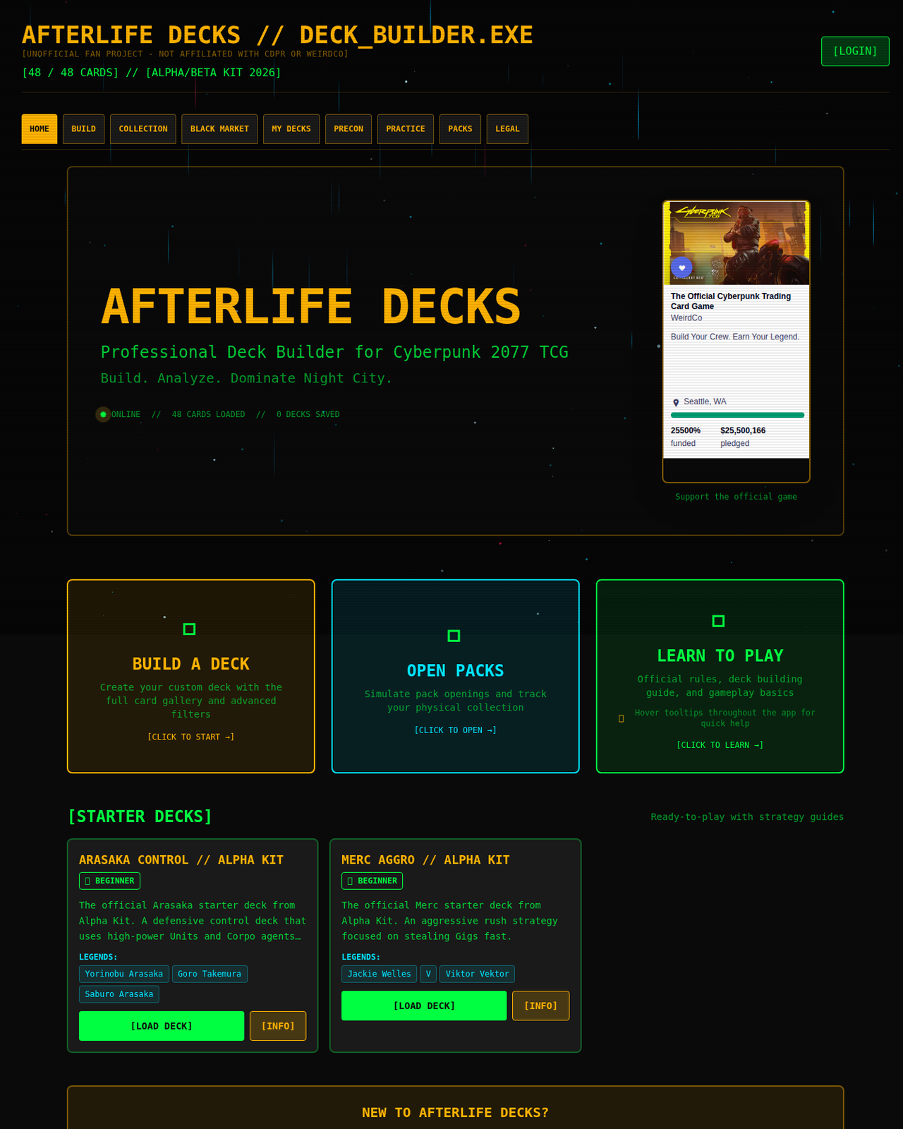 Afterlife Decks — V4MP's deckbuilder with pack simulator and precons