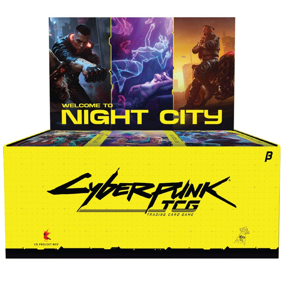 Cyberpunk TCG - Welcome to Night City Beta Booster Display (Quelle: WeirdCo/Kickstarter)