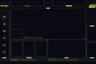 Cyberpunk TCG - Playmat Layout fuer Organized Play (Quelle: cyberpunktcg.com)
