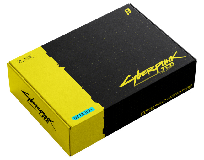 Cyberpunk TCG Beta Box Inhalt mit Stretch-Goal-Upgrades (Quelle: ICv2 / WeirdCo)