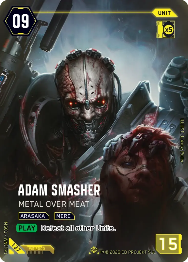Adam Smasher Metal Over Meat Secret Rare Cyberpunk TCG