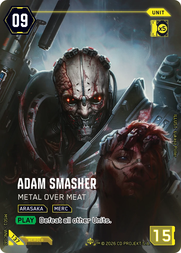 Adam Smasher Metal Over Meat Secret Rare Cyberpunk TCG