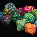 Cyberpunk TCG Gig Dice - die sechs polyedrischen Würfel des Streetcred-Systems