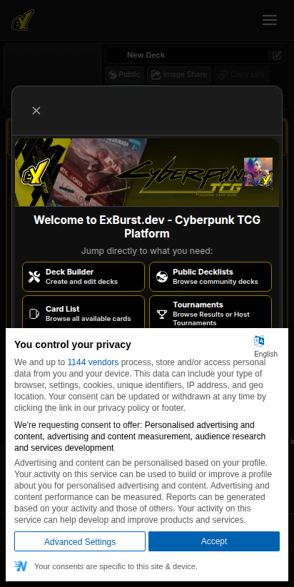 exburst.dev/cyberpunk — pro deckbuilder with 11 languages and side deck