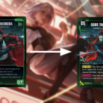 Cyberpunk TCG - Goro Takemura Alpha vs Beta Kartenvergleich: Verbesserte Schriftgröße und Lesbarkeit (Quelle: WeirdCo Dev Blog)