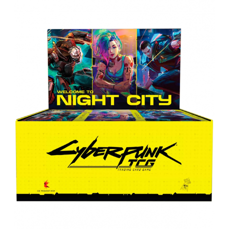 Cyberpunk TCG Welcome to Night City Booster Display (Quelle: WeirdCo / Turol Games)