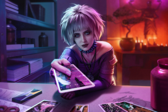 Cyberpunk TCG - Kartenartwork Misty Olszewski aus dem Community Card Reveal Schedule (Quelle: cyberpunktcg.com)