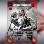 Johnny Silverhand: Rocking Renegade card art, Cyberpunk TCG Secret Iconic printing