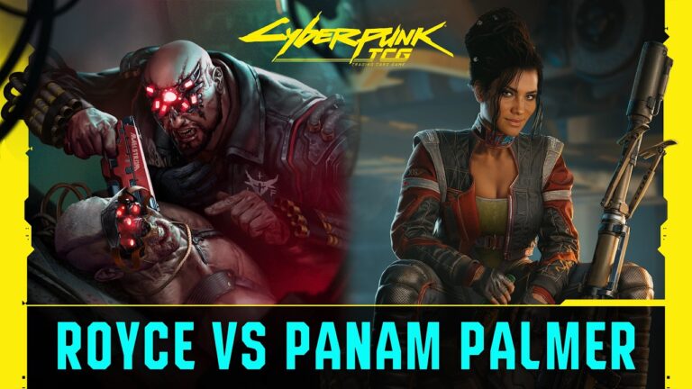 Cyberpunk TCG - Constructed-Duell Royce (Maelstrom) gegen Pepe Panam, Thumbnail des offiziellen Gameplay-Videos (Quelle: Cyberpunk TCG YouTube)