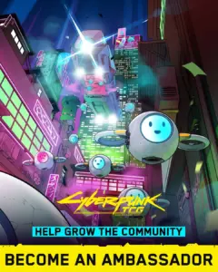 Cyberpunk TCG - Grafik zum WeirdCo Ambassador Program (Quelle: offizielles Cyberpunk-TCG-Konto auf Bluesky)