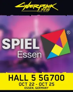 Cyberpunk TCG - Ankündigung Spiel Essen 2026, Halle 5 Stand 5G700 (Quelle: Cyberpunk TCG auf Bluesky)