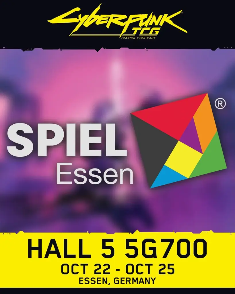 Cyberpunk TCG - Ankündigung Spiel Essen 2026, Halle 5 Stand 5G700 (Quelle: Cyberpunk TCG auf Bluesky)