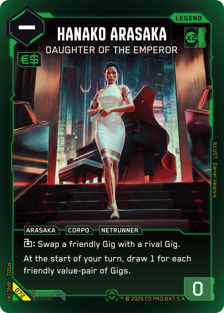 Hanako Arasaka: Daughter of the Emperor, Legend-Karte aus dem Cyberpunk TCG