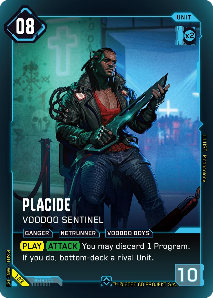 Placide: Voodoo Sentinel, Karte aus dem Cyberpunk TCG