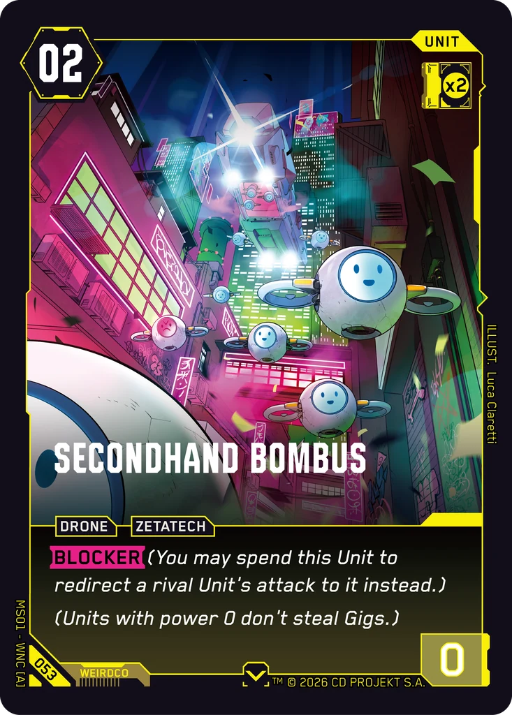 Secondhand Bombus, Karte aus dem Cyberpunk TCG