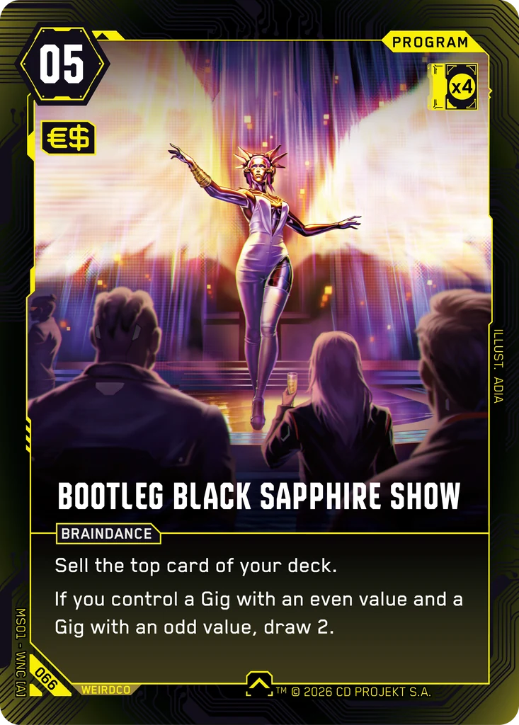 Bootleg Black Sapphire Show, Karte aus dem Cyberpunk TCG