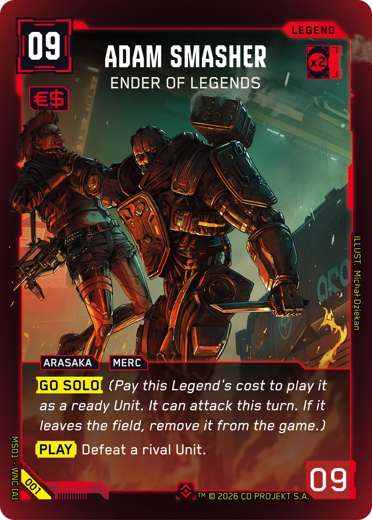 Adam Smasher: Ender of Legends, Karte aus dem Cyberpunk TCG