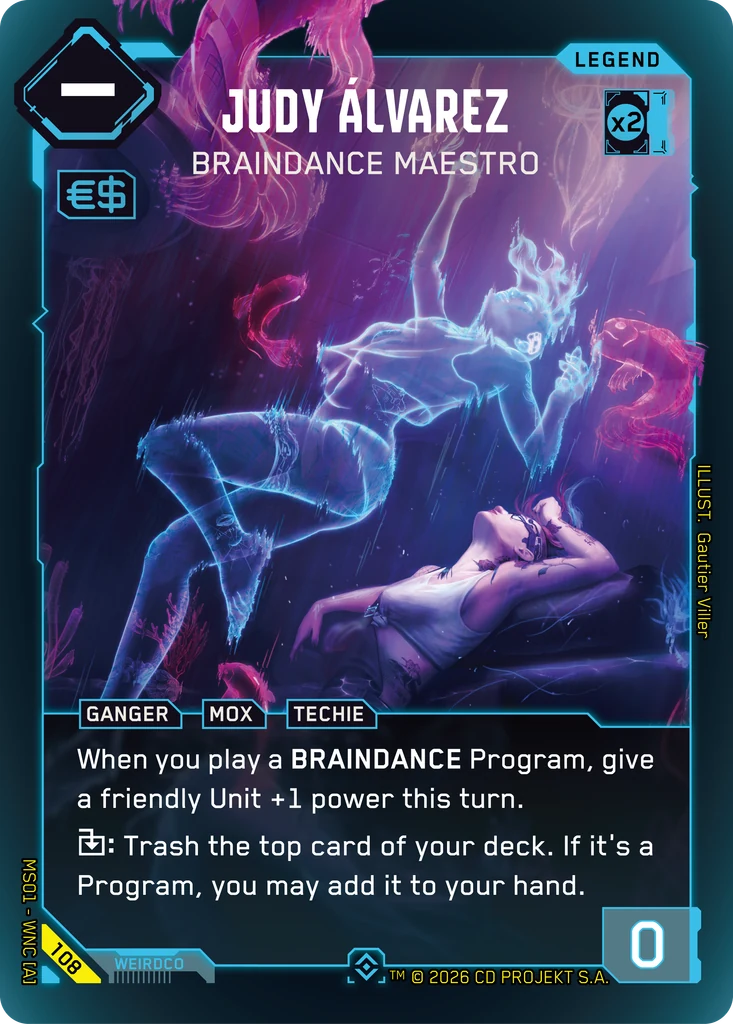 Judy Álvarez: Braindance Maestro, Karte aus dem Cyberpunk TCG