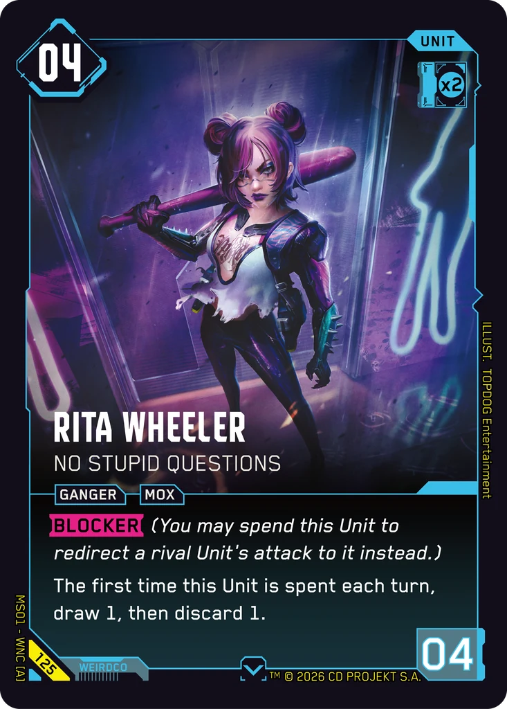 Rita Wheeler: No Stupid Questions, Karte aus dem Cyberpunk TCG