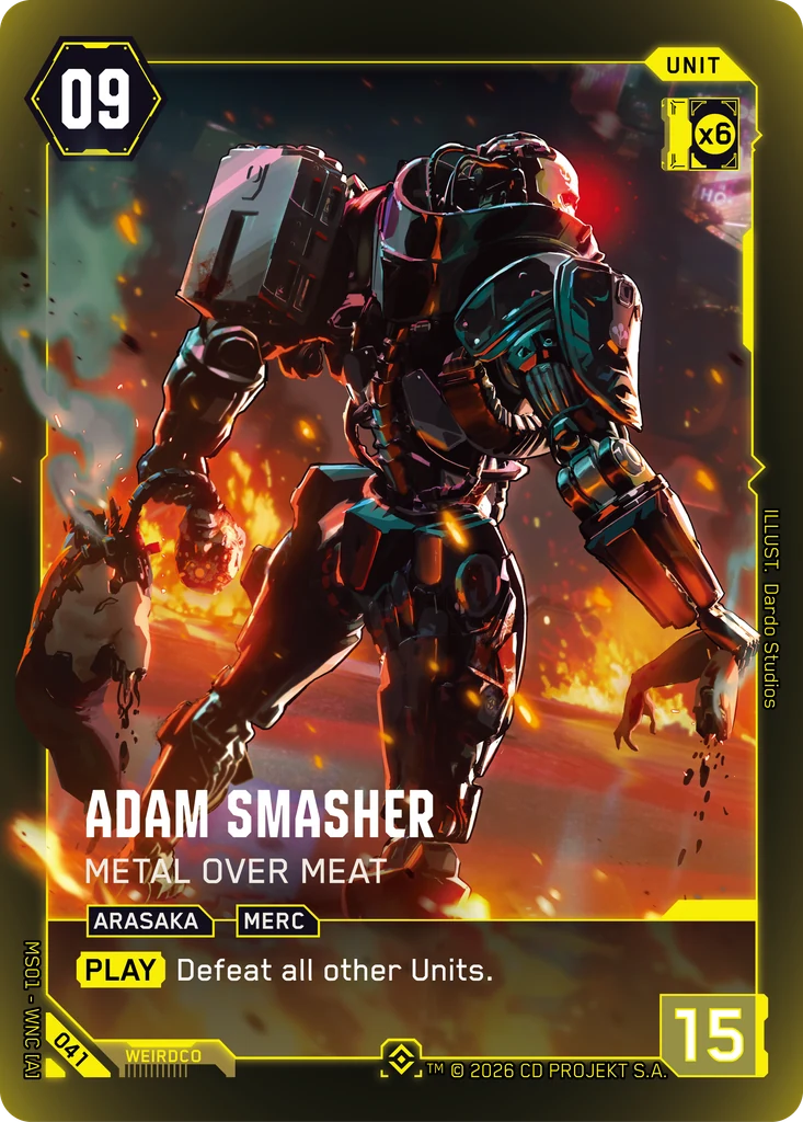 Adam Smasher: Metal Over Meat, Karte aus dem Cyberpunk TCG