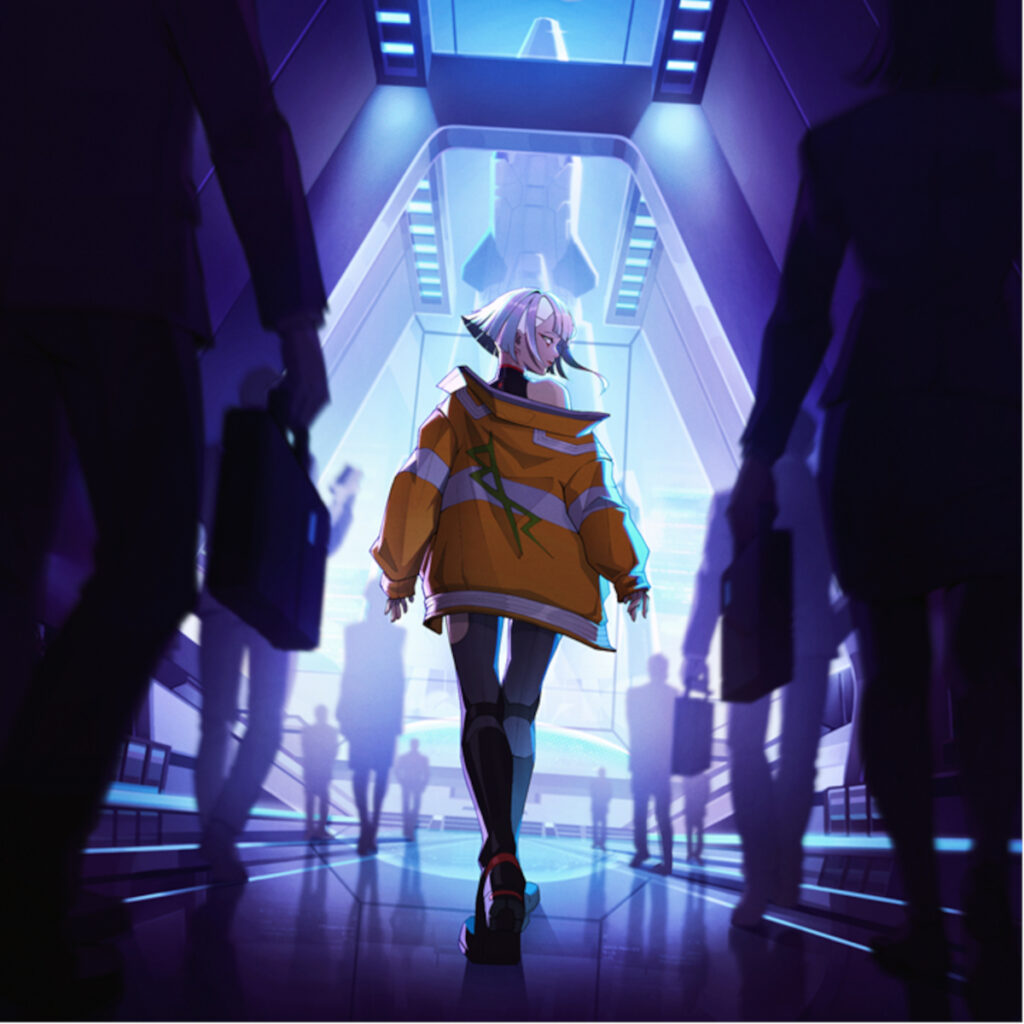 Cyberpunk TCG - Key Art Edgerunners: Burn Bright (Quelle: WeirdCo via ICv2)