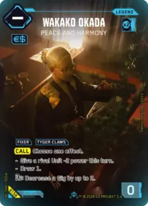 Cyberpunk TCG - Wakako Okada: Peace and Harmony, Iconic Legend von Pandart Studio (Quelle: offizielle Kartendatenbank)
